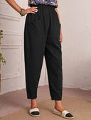 Stylish Women's Cargo Pants with Elastic Waist and Handy Pockets