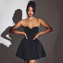 Women's Heart-Shaped Neckline Cocktail Dress with Flared Skirt