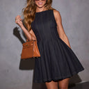 Classic A-Line Women's Denim Dress with Fitted Bodice