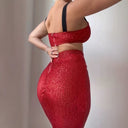 Glittering Women’s Crop Top & Fitted Skirt Duo