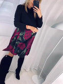 Rose Pattern Women's Dress with Relaxed Fit