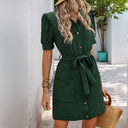 Chic Women's Shirt Dress with Belt and Handy Pockets