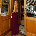 Chic Maxi Dress with Deep V-Neck and Flowing Design