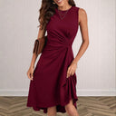 Chic Asymmetric Hem Wrap Dress with Gathered Detailing