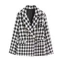 Chic Double Quilted Check Blazer for Women