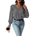 Graphic Pattern Deep V-Neck Designer Blouse for Women