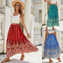 Women's Paisley Print Maxi Skirt with Flouncy Hem