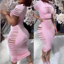 Chic Figure-Flattering Midi Dress with Cut-Outs