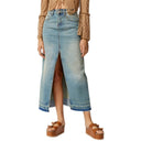 Trendy Long Denim Skirt with Chic Split Design