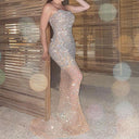 Rhinestone-Embellished Evening Dress for Women