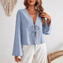 Chic Women's Blouse with V-Neck & Lace Accent