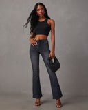 High-Waisted Flared Jeans with Trendy Wash
