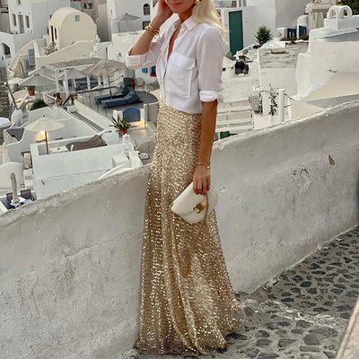 Sequin Evening Dress for Women with Flowing Design