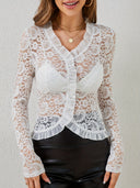 Ladies' Lace Blouse with Ruffle Accents