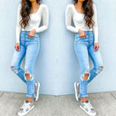 Trendy High-Waisted Ripped Skinny Jeans for Women