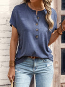 Chic Women's Short Sleeve Button-Up Blouse