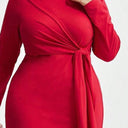 Women's Long Sleeve Dress with Knot and Side Slit Design