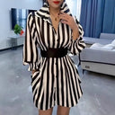 Striped Women's Shirt Dress with Wide Collar