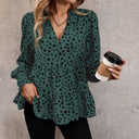 Chic Women's Blouse with Statement Puff Sleeves and Ruffle Details