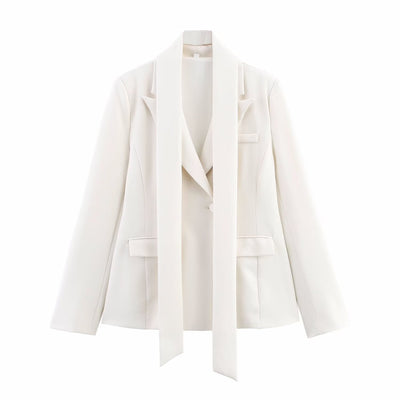 Chic Women's Blazer with Detachable Neck Scarf