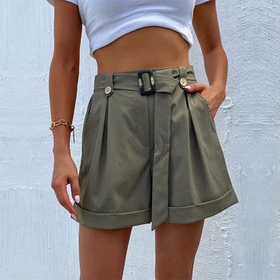 Chic Pleated Shorts with Belt for Women