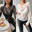 Women's Chic Lace Blouse with Sheer Detail