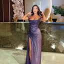 Sophisticated Evening Dress with Chic Draping and High Slit