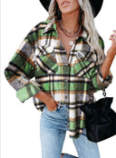 Chic Women's Checkered Blouse with Patch Pockets