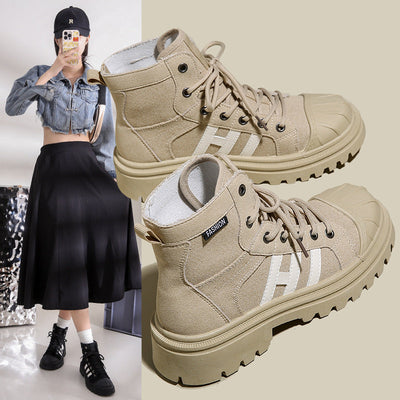Trendy Women's High-Top Sneakers with Stylish Sole