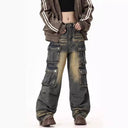 Women’s Wide Leg Cargo Jeans with Side Pockets