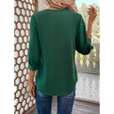 Chic Viscose Blouse with 3/4 Sleeves & V-Neck