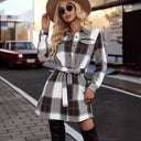 Checkered Shirt Dress with Belt and Pockets