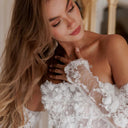 Floral Detail Wedding Dress with Sheer Inserts