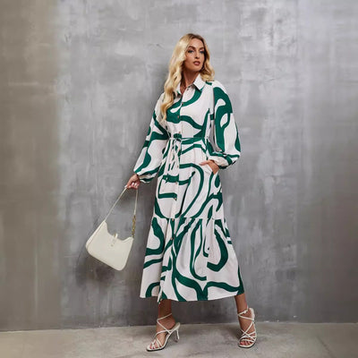 Trendy Women's Graphic Print Shirt Dress