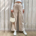 Flared Chino Pants with Decorative Buttons for Women
