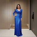 Sequin Evening Dress with Long Sleeves and Wrap Design