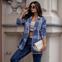 Chic Women's Checked Blazer with Contemporary Design