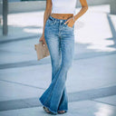 High-Waisted Bootcut Jeans with Frayed Hem for Women