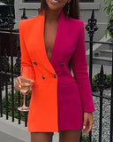 Chic Two-Tone Women's Blazer Dress