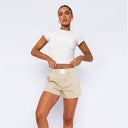 Stylish Women's Striped Cotton Shorts with Elastic Waist