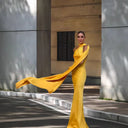 Asymmetric Neckline Evening Dress for Women