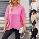Trendy Oversized T-Shirt with Side Slits and Rolled Sleeves
