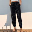 Floral Velvet Women's Pants with Elastic Waist