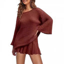 Chic Knit Dress with Asymmetrical Hem Design