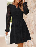 Stylish Women's Blouse Dress with Unique Cutwork and Statement Sleeves