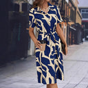 Chic Graphic Pattern Shirt Dress with Waist Belt