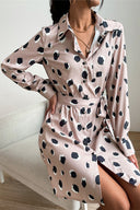 Chic Ruffle Detail Shirt Dress with Adjustable Belt