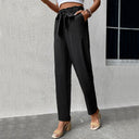 Chic High-Waisted Fabric Pants with Tie Belt