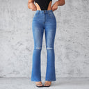 Trendy Women's Ripped Flared Jeans