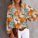 Floral Wide Sleeve Women's Blouse